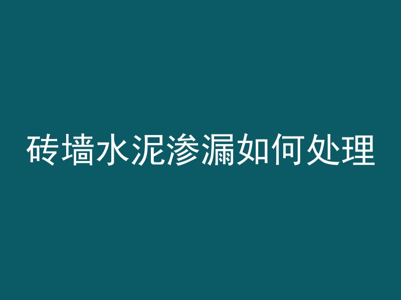 砖墙水泥渗漏如何处理