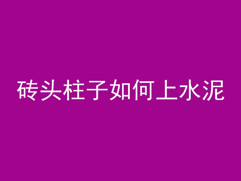 砖头柱子如何上水泥