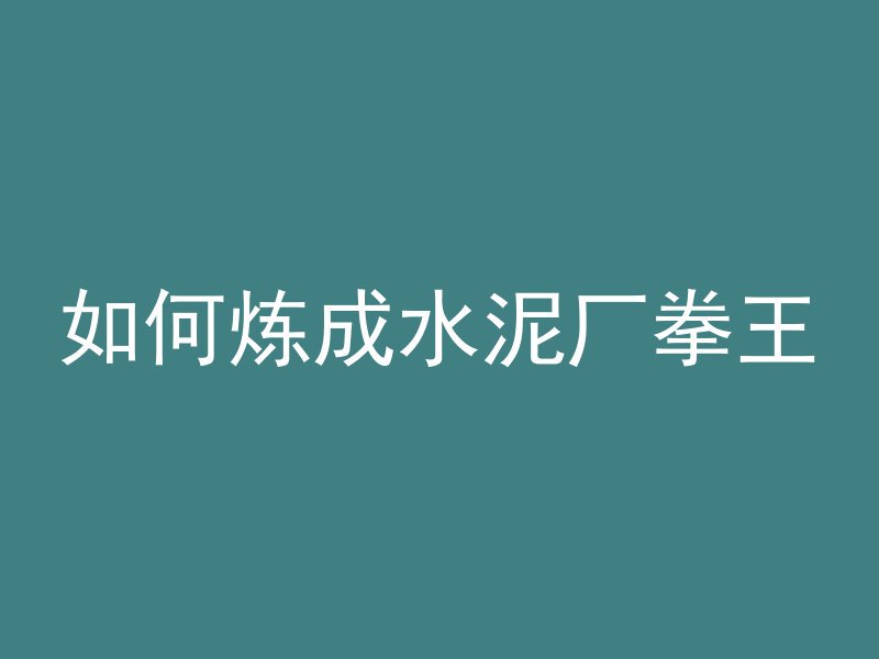 如何炼成水泥厂拳王