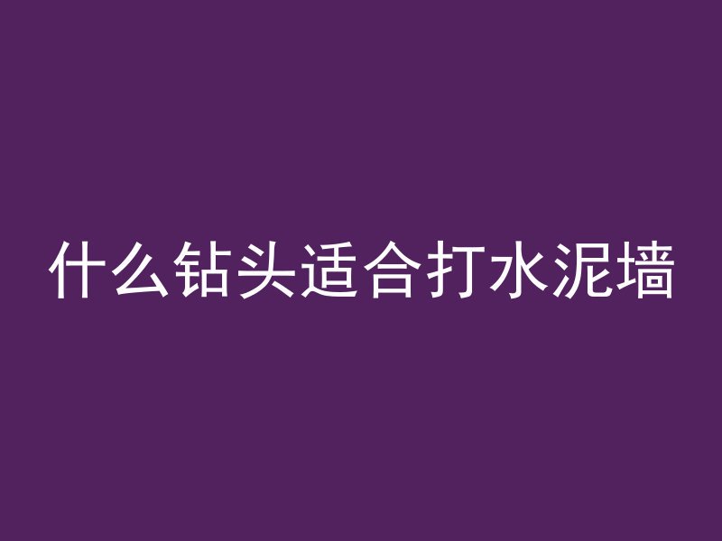 什么钻头适合打水泥墙