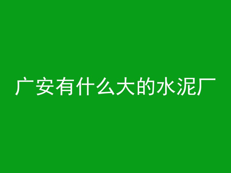 广安有什么大的水泥厂