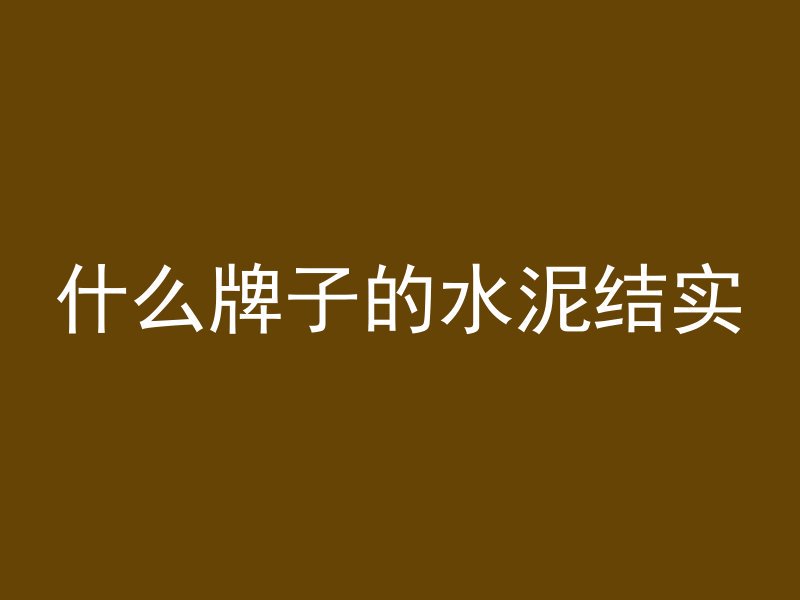 什么牌子的水泥结实