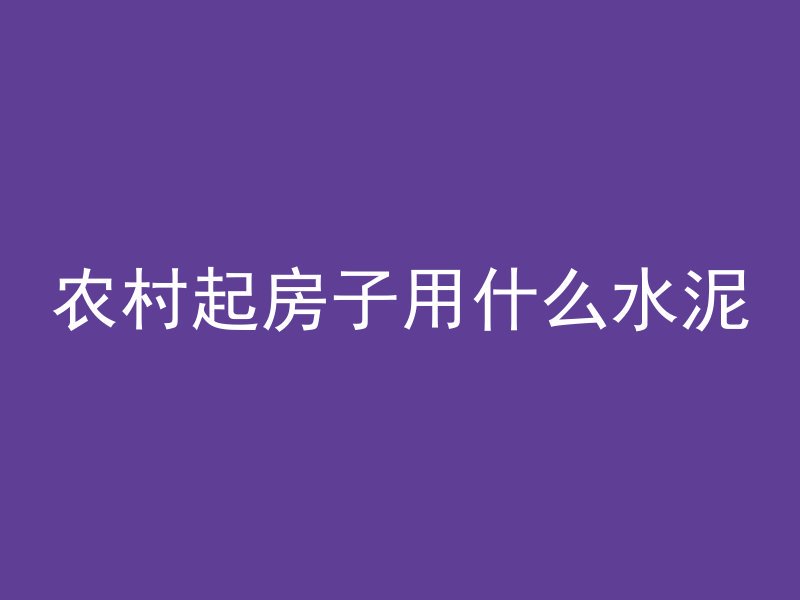 农村起房子用什么水泥