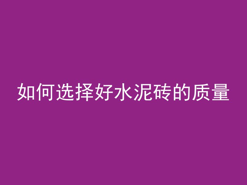 如何选择好水泥砖的质量