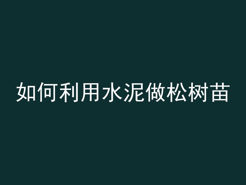 如何利用水泥做松树苗