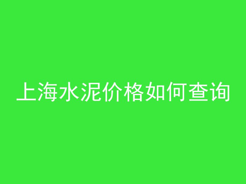 上海水泥价格如何查询