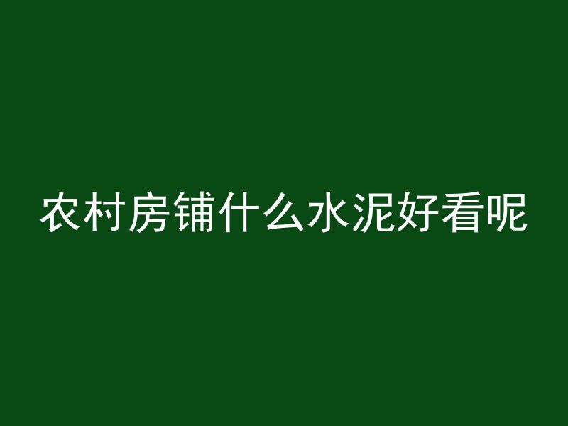 农村房铺什么水泥好看呢