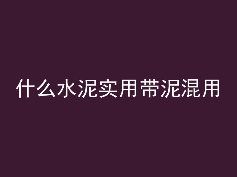 什么水泥实用带泥混用