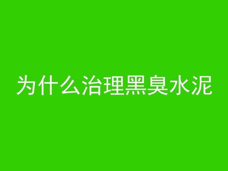 为什么治理黑臭水泥