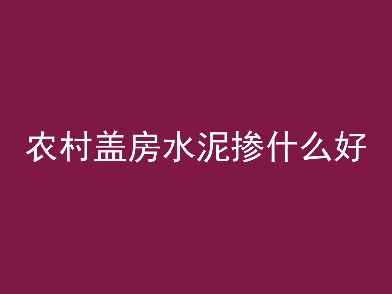 农村盖房水泥掺什么好