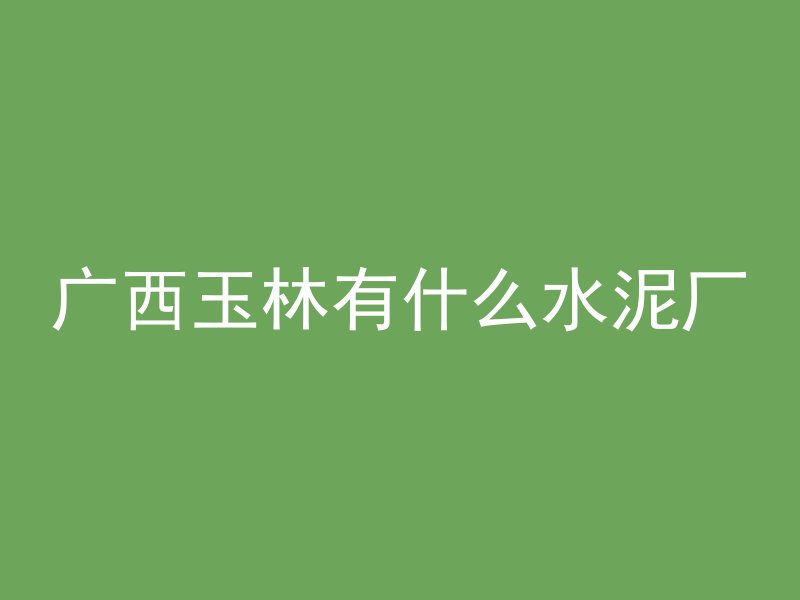 广西玉林有什么水泥厂