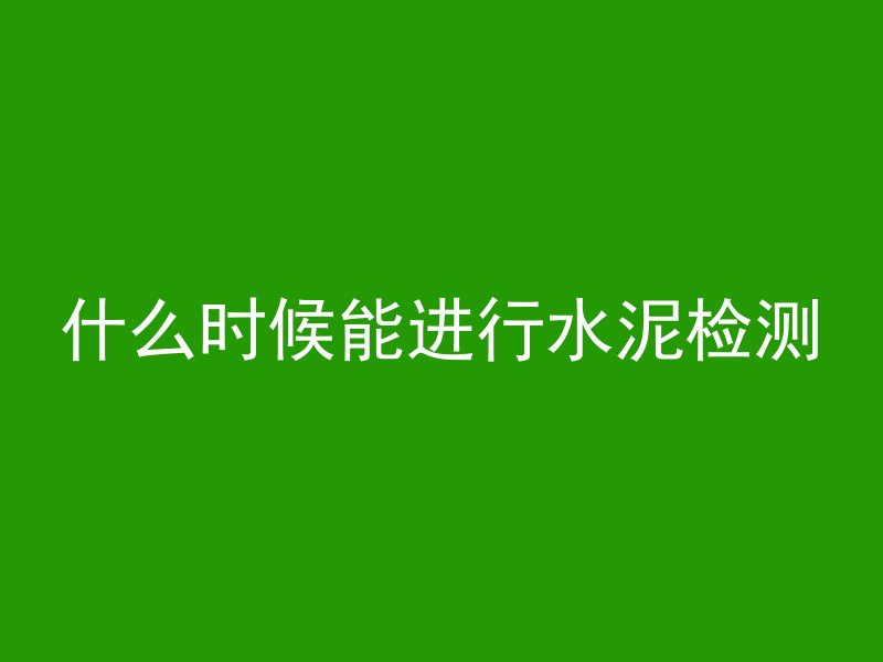 什么时候能进行水泥检测