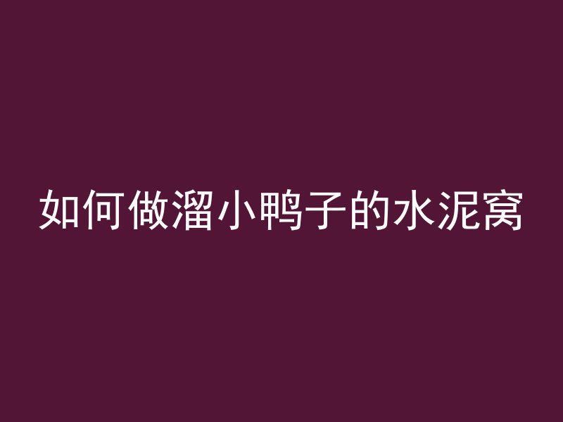 如何做溜小鸭子的水泥窝