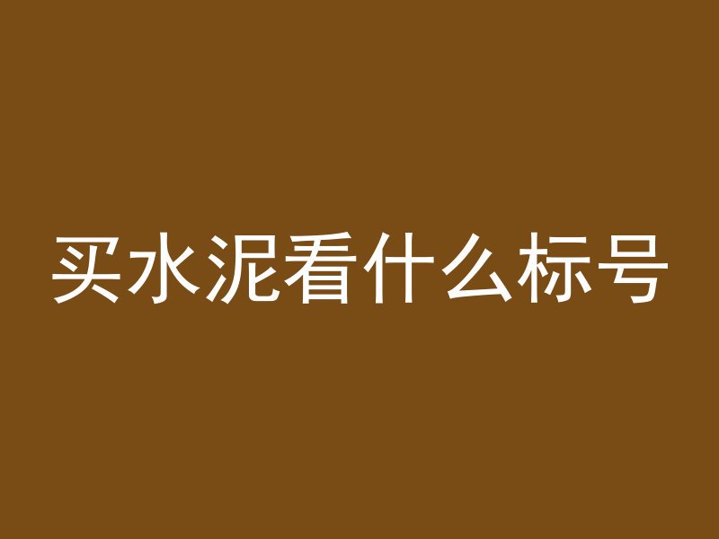 买水泥看什么标号