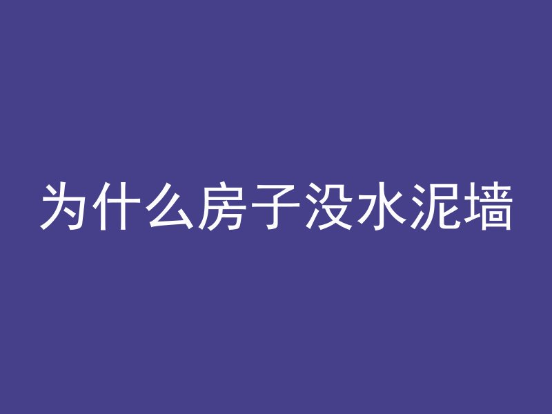 为什么房子没水泥墙