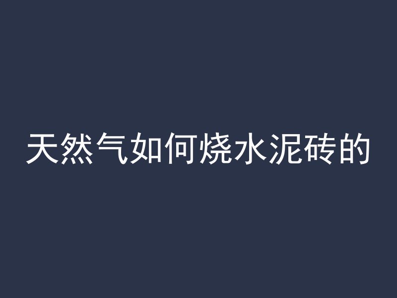 天然气如何烧水泥砖的