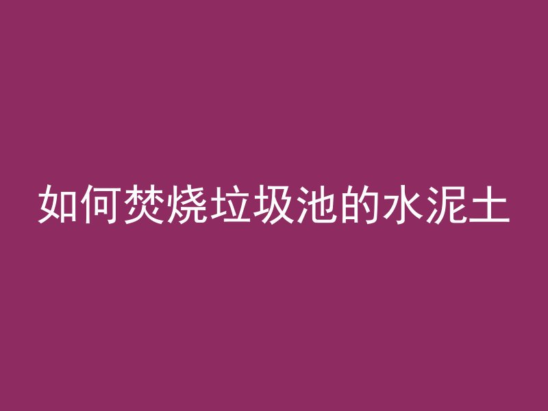 如何焚烧垃圾池的水泥土