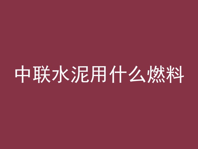 中联水泥用什么燃料