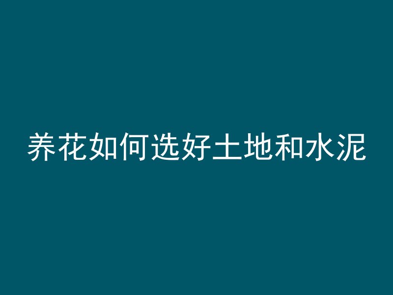 养花如何选好土地和水泥