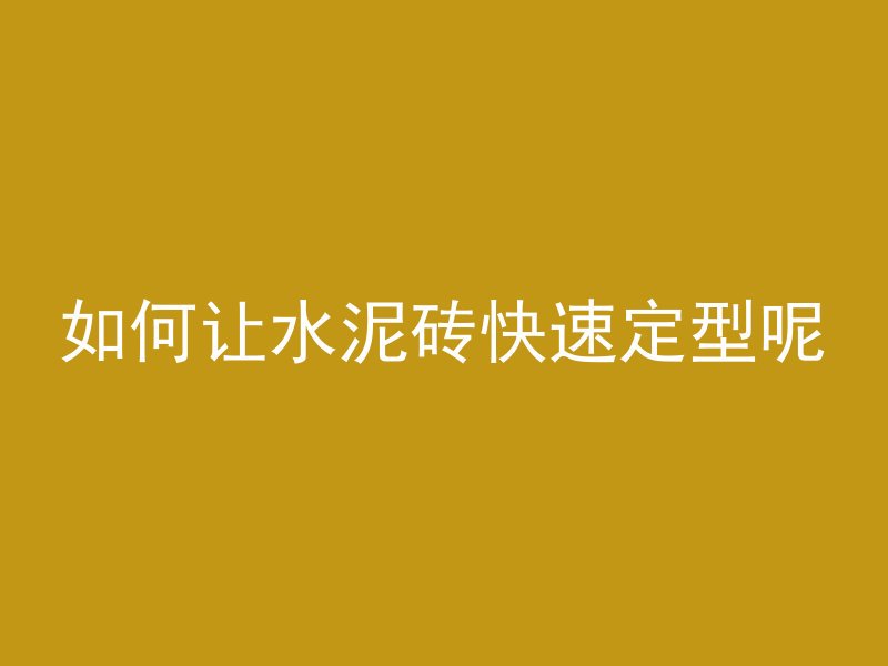 如何让水泥砖快速定型呢