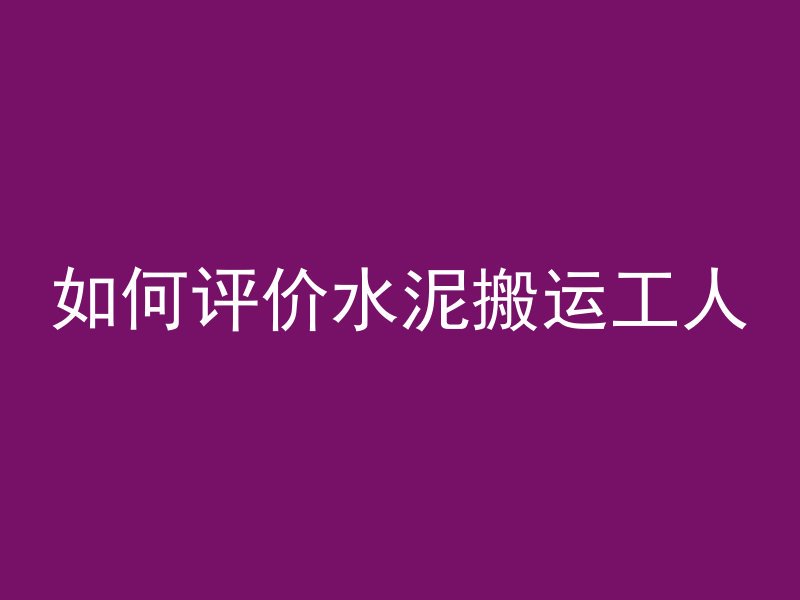 如何评价水泥搬运工人