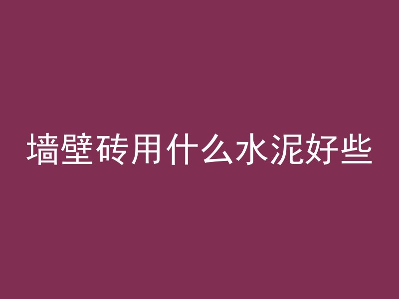 墙壁砖用什么水泥好些