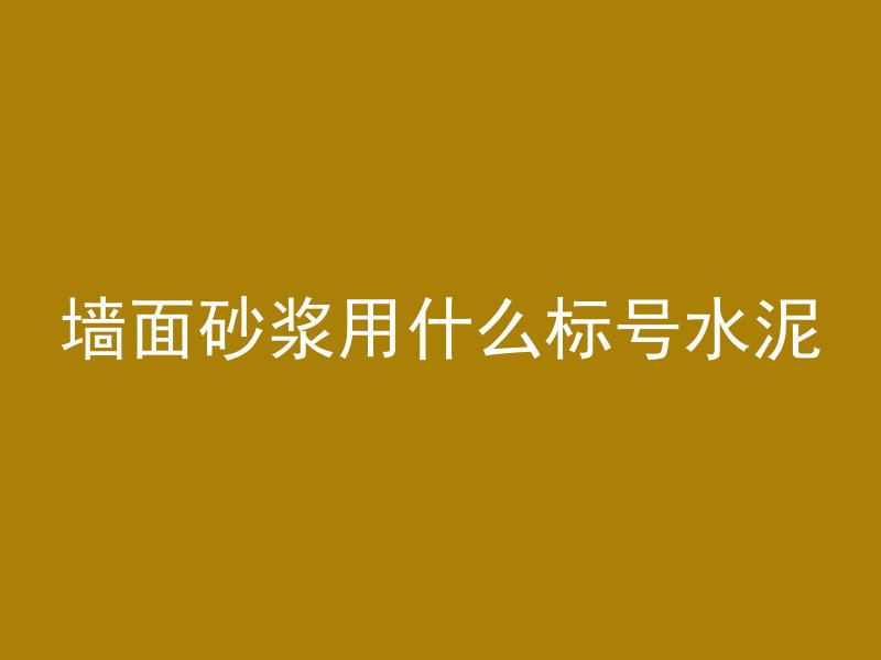 墙面砂浆用什么标号水泥