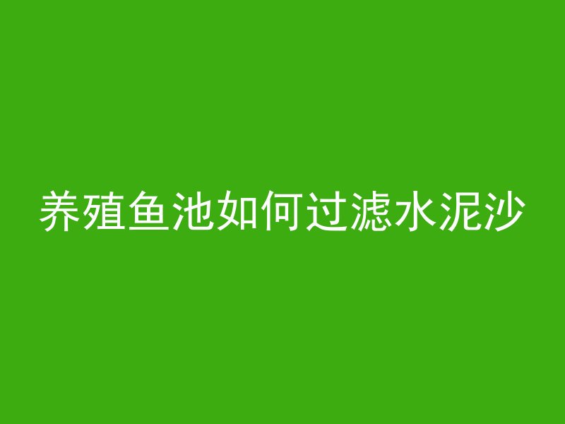 养殖鱼池如何过滤水泥沙