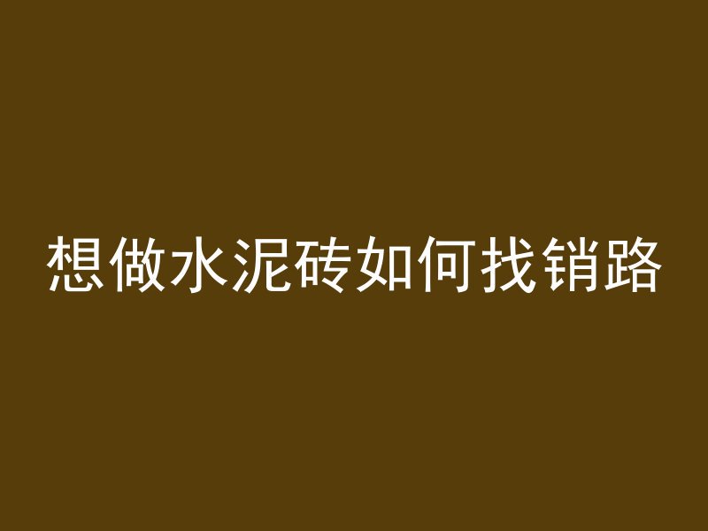 想做水泥砖如何找销路