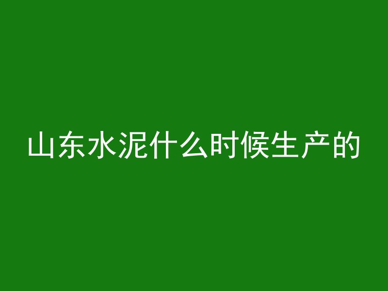 山东水泥什么时候生产的