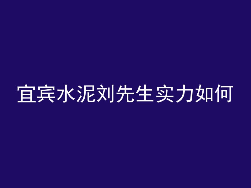 宜宾水泥刘先生实力如何