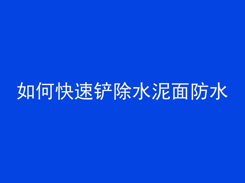 如何快速铲除水泥面防水