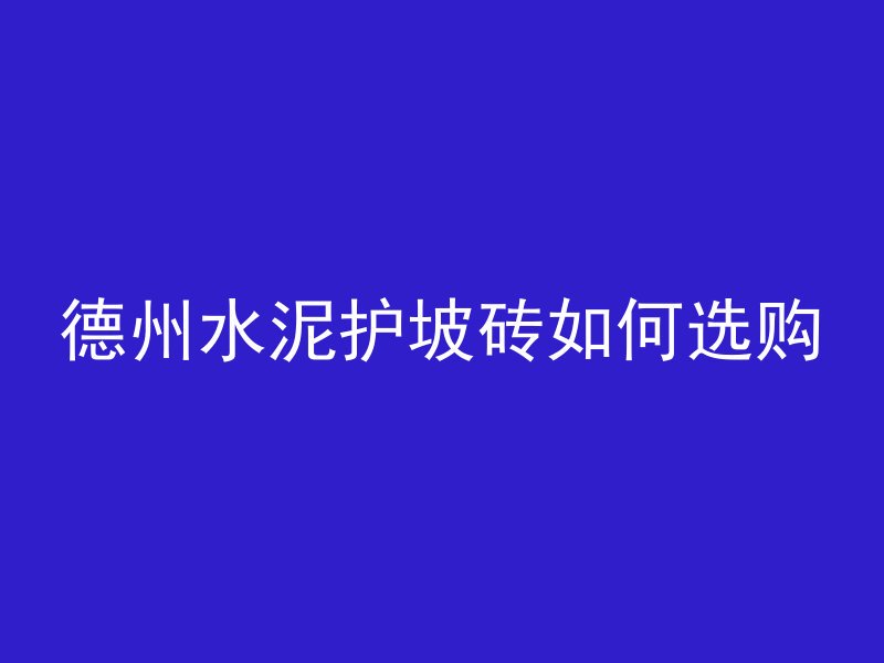 德州水泥护坡砖如何选购