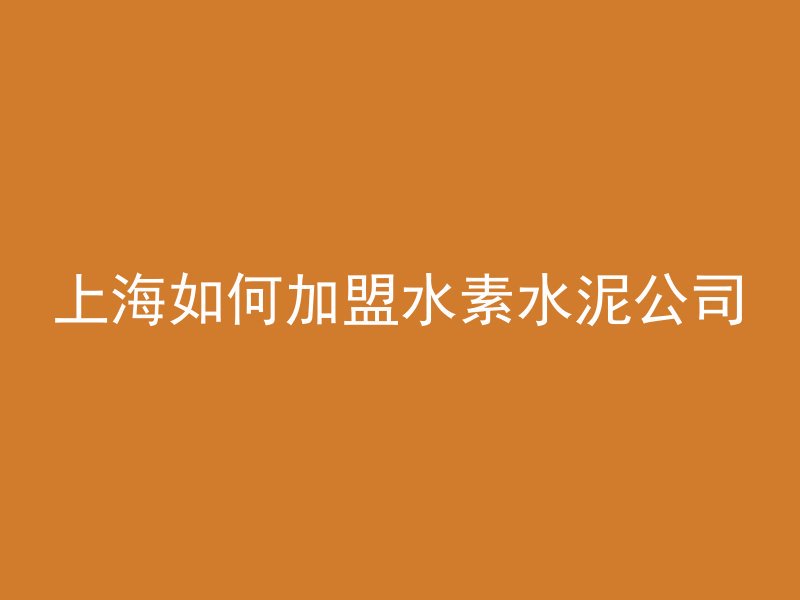 上海如何加盟水素水泥公司