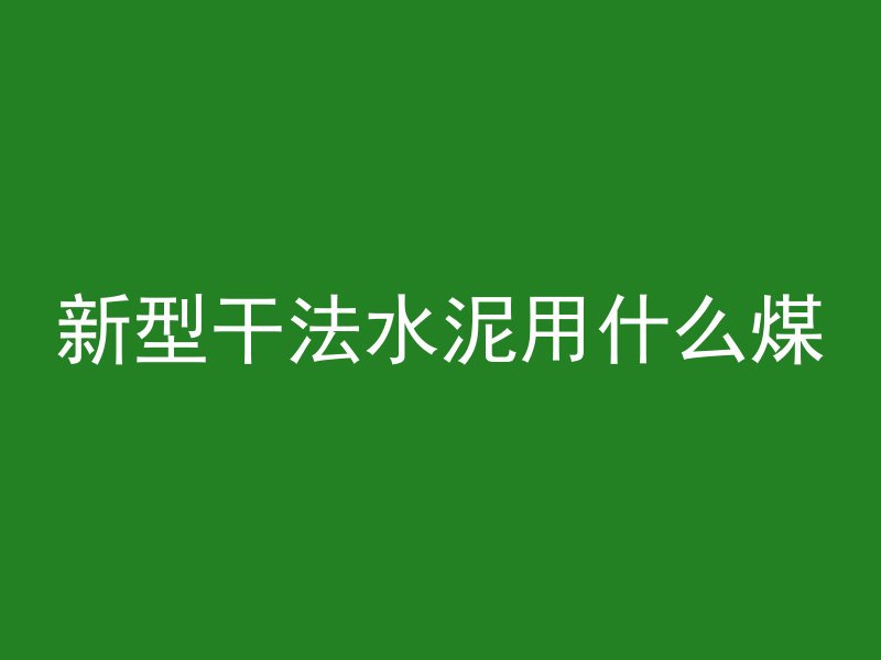 新型干法水泥用什么煤