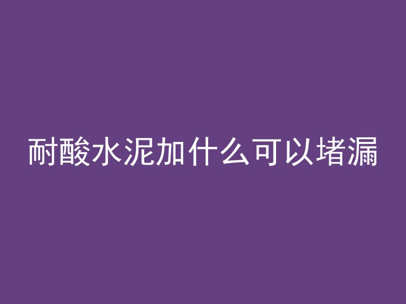 耐酸水泥加什么可以堵漏