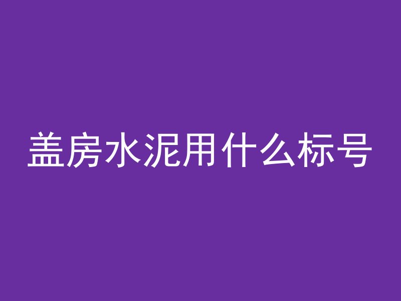 盖房水泥用什么标号