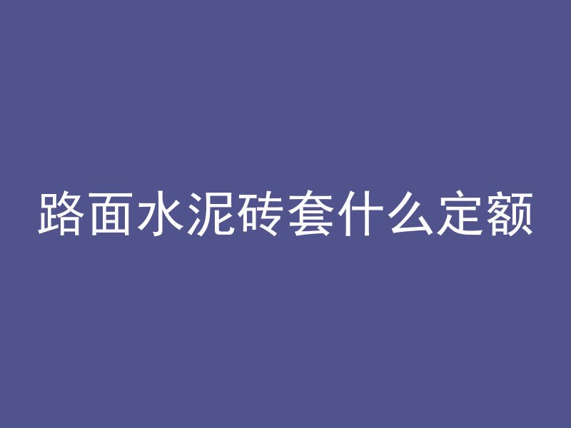 路面水泥砖套什么定额