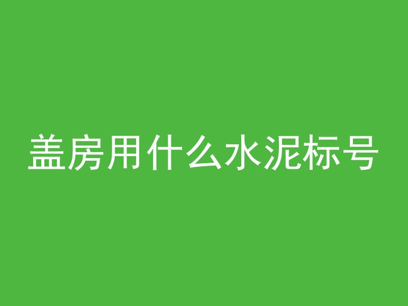 盖房用什么水泥标号