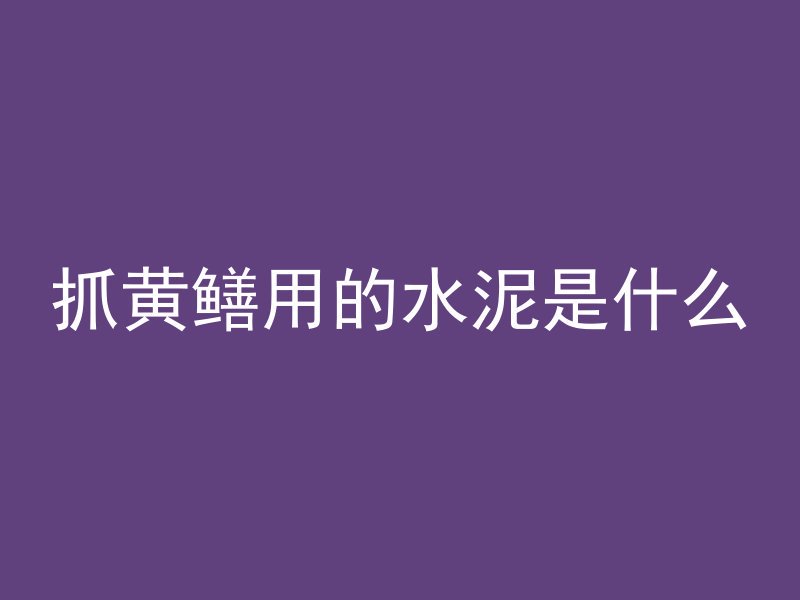 抓黄鳝用的水泥是什么