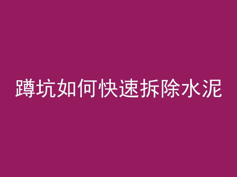 蹲坑如何快速拆除水泥