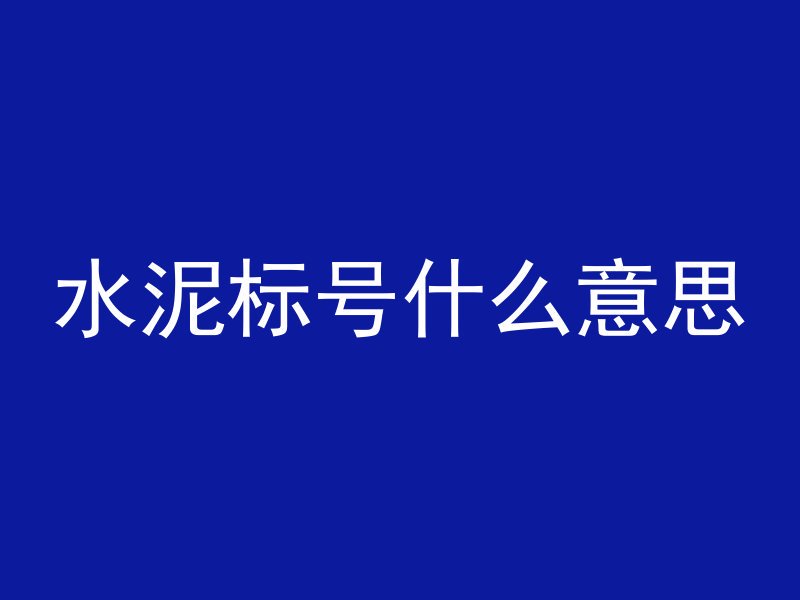 水泥标号什么意思