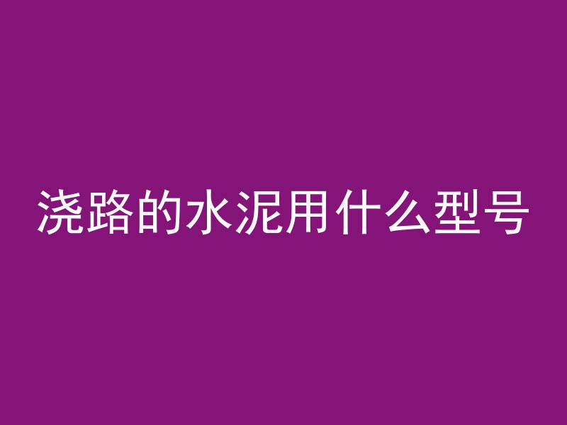 浇路的水泥用什么型号