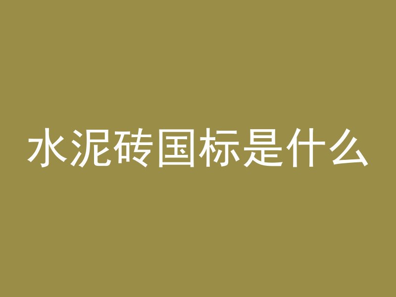 水泥砖国标是什么