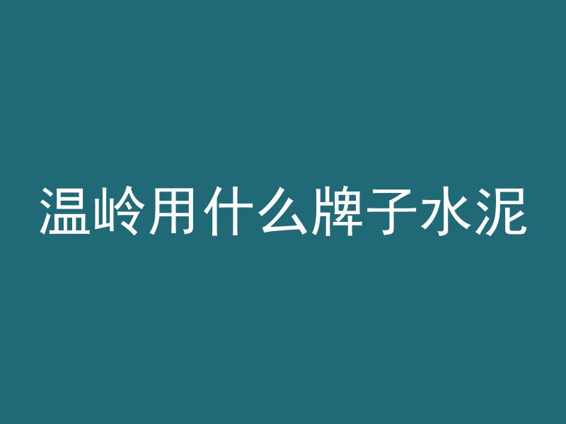 温岭用什么牌子水泥