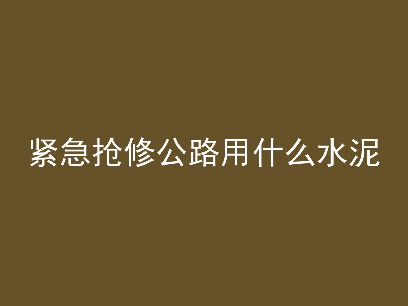 紧急抢修公路用什么水泥