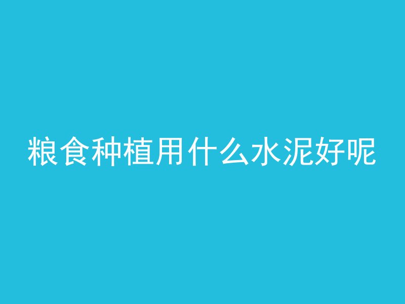 粮食种植用什么水泥好呢