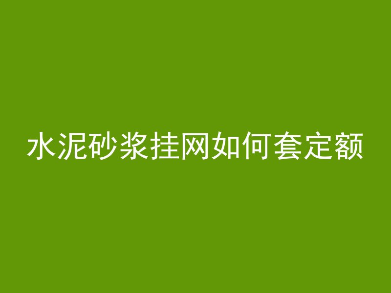 水泥砂浆挂网如何套定额