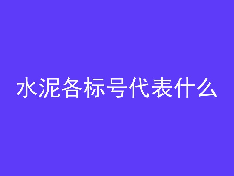 水泥各标号代表什么