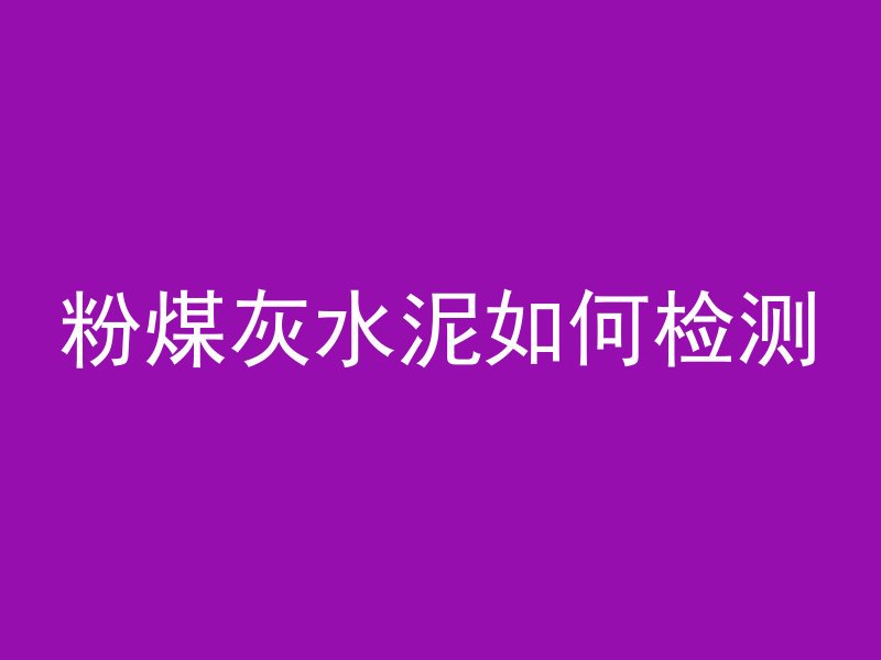 粉煤灰水泥如何检测